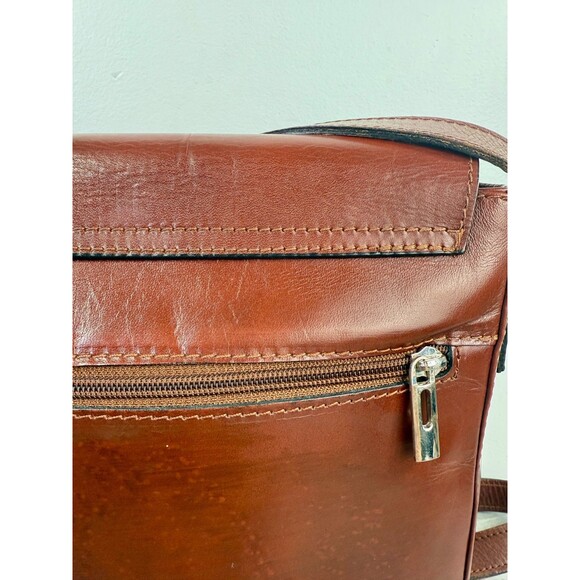 Vera Pelle Italian Genuine Leather Messenger Bag Crossbody Brown Made in Italy - Picture 14 of 17